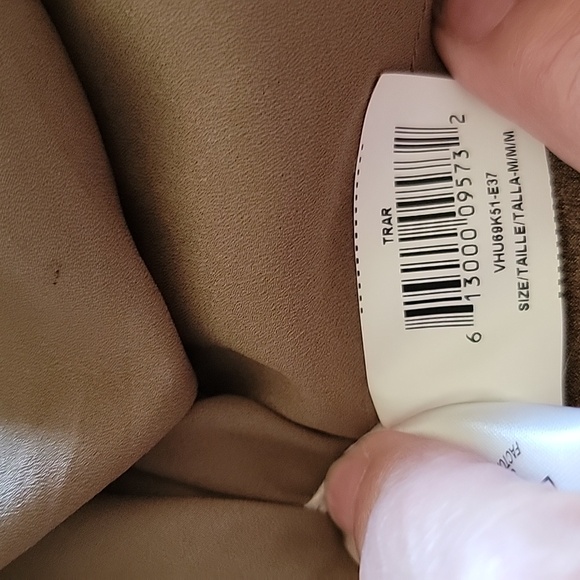 BCBGMaxAzria Tara Faux Suede Cascading Asymmetrical Dress Tan size M - Picture 14 of 15